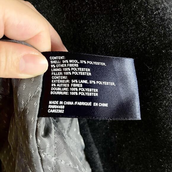 Nautica Pea Coat Mens Medium Classic Double Breasted Black Wool Blend Casual - Picture 4 of 9